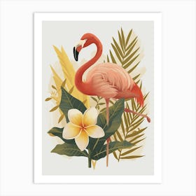Jamess Flamingo And Frangipani Minimalist Illustration 4 Art Print