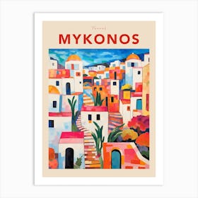 Mykonos Greece 3 Fauvist Travel Poster Art Print