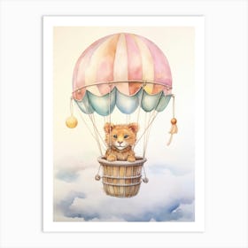 Baby Lion 2 In A Hot Air Balloon Art Print