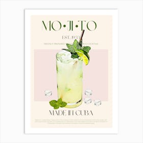 Mojito Cocktail Mid Century Art Print