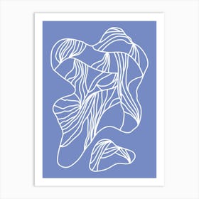 Coastal Coral Dark Blue Art Print