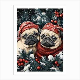 Christmas Pugs 19 Art Print