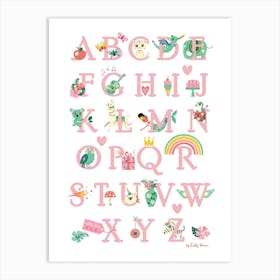 Nursery Alphabet Print Pink Art Print