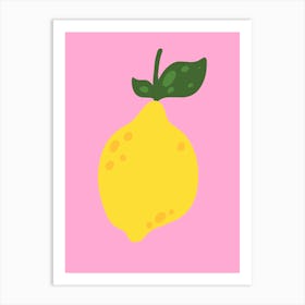 Lemon On A Pink Background Print Art Print