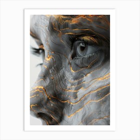 Abstract Portrait Of A Woman Extraordinary femininity woven with threads of gold Art Print