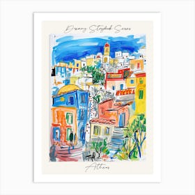 Poster Of Athens, Dreamy Storybook Illustration 3 Art Print