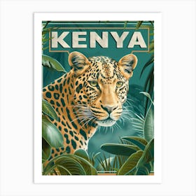 Vintage Poster Of An African Leopard Kenya Art Print