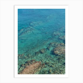 Clear sea water on the rocky Mediterranean coast Art Print