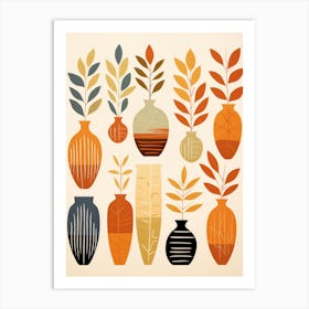 Vases With Leaves Art Print