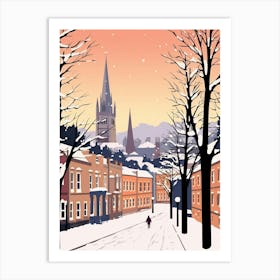 Retro Winter Illustration Bath United Kingdom 2 Art Print