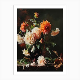 Baroque Floral Still Life Dahlia 1 Art Print
