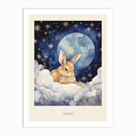 Baby Hare 2 Sleeping In The Clouds Nursery Poster Art Print