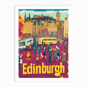 Aihrgdesign A 1970s Inspired Travel Poster For Edinburgh 3 Art Print