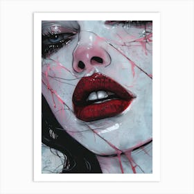 Dark Red Lips Art Print
