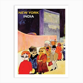 New York India Funny Airline Poster Art Print