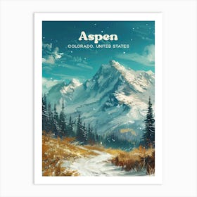 Aspen Pitkin County Digital Travel Illustration Art Print