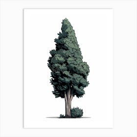 Cypress Tree Pixel Illustration 1 Art Print