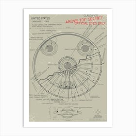 UFO Spacecraft Blueprint Plan Art Print