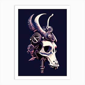 Animal Skull Pink 2 Stream Punk Art Print