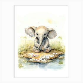 Elephant Painting Board Gaming Watercolour 3 Art Print