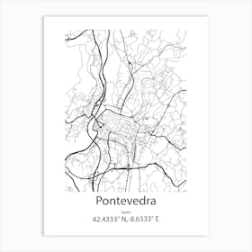 Pontevedra,Spain Minimalist Map Art Print