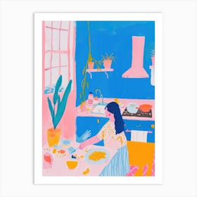 Girl Cooking Lo Fi Kawaii Illustration 1 Art Print