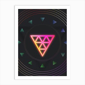 Neon Geometric Glyph in Pink and Yellow Circle Array on Black n.0017 Art Print
