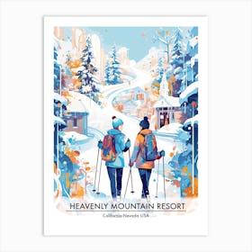 Heavenly Mountain Resort   California Nevada Usa, Ski Resort Poster Illustration 3 Art Print