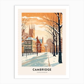 Vintage Winter Travel Poster Cambridge United Kingdom 4 Art Print