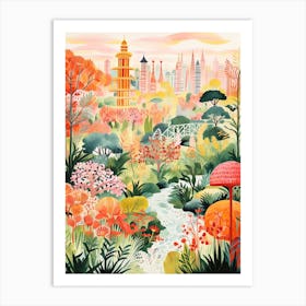 Gardens By The Bay, Singapore In Autumn Fall Illustration 2 Art Print