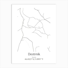 Destrnik,Slovenia Minimalist Map Art Print