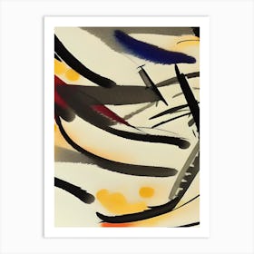 Watercolour Splotches Lines Brush Strokes Abstract Modern Minimal Art Print