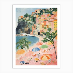Cinque Terre   Italy Beach Club Lido Watercolour 2 Art Print
