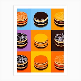 Orange Cookies Retro Tile Effect Art Print