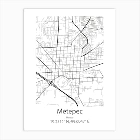 Metepec,Mexico Minimalist Map Art Print