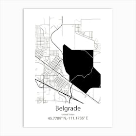 Belgrade,United States Minimalist Map Art Print