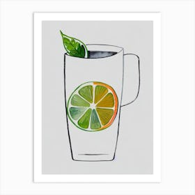 Moscow Mule Minimal Line Drawing With Watercolour Cocktail Poster Art Print