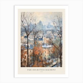 Winter City Park Poster Parc Des Buttes Chaumont Paris France 4 Art Print