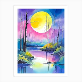 Full Moon In The Forest Art Print