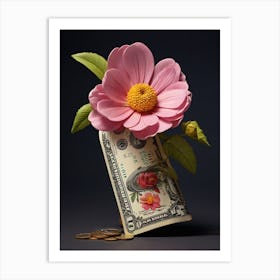 Flower On A Dollar Bill Art Print