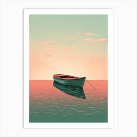 Small Boat At Sunset Art Print