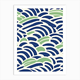 Waves In Blue And Green, Matisse style Art Print