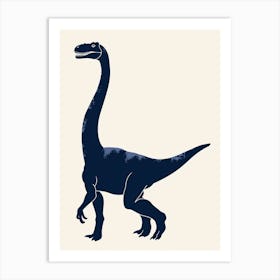 Navy Blue Dinosaur Silhouette 3 Art Print