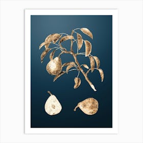 Gold Botanical Pear on Dusk Blue n.4197 Art Print