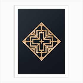Abstract Geometric Gold Glyph on Dark Teal n.0169 Art Print