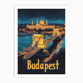 Aihrgdesign A Vintage Travel Poster Of Budapest 4 Art Print