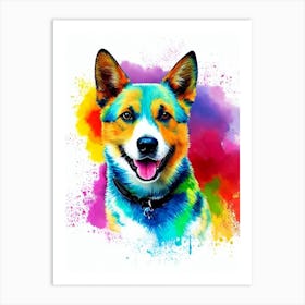 Australian Cattle Dog Rainbow Oil Painting Dog Art Print