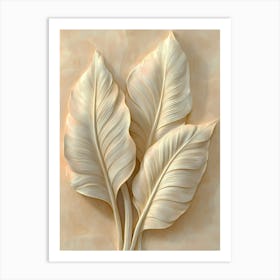 Three Leaves On A Wall Art Print