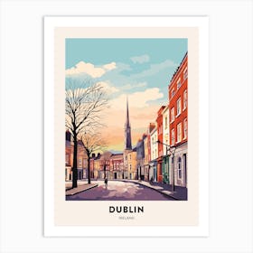 Vintage Winter Travel Poster Dublin Ireland Art Print