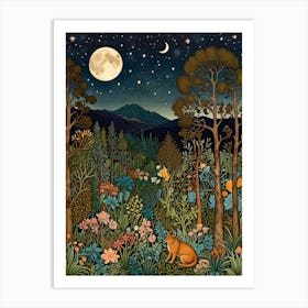 William Morris Cat In The Forest 1 Art Print